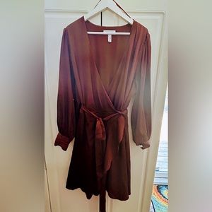 Plus size wrap dress/blouse 3X in copper/shiny brown